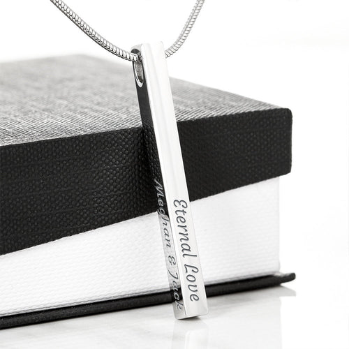 Stick Necklace - 4-sided engraved