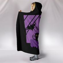 Halloween Spooky Cat Plush Hooded Blanket